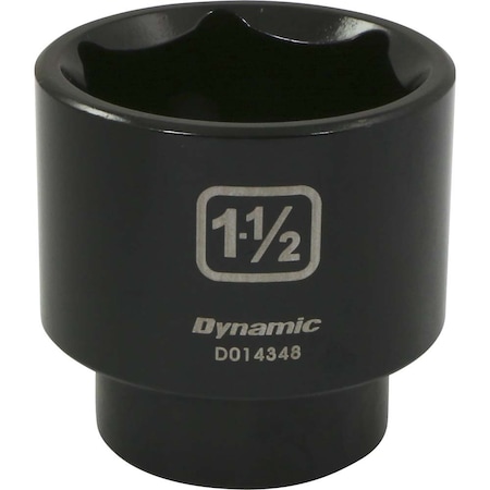 Dynamic 1/2" Drive Standard Socket, Black Phosphate, Tools 1/2" Drive 6 Point SAE, 1-1/2" Standard Length D014348